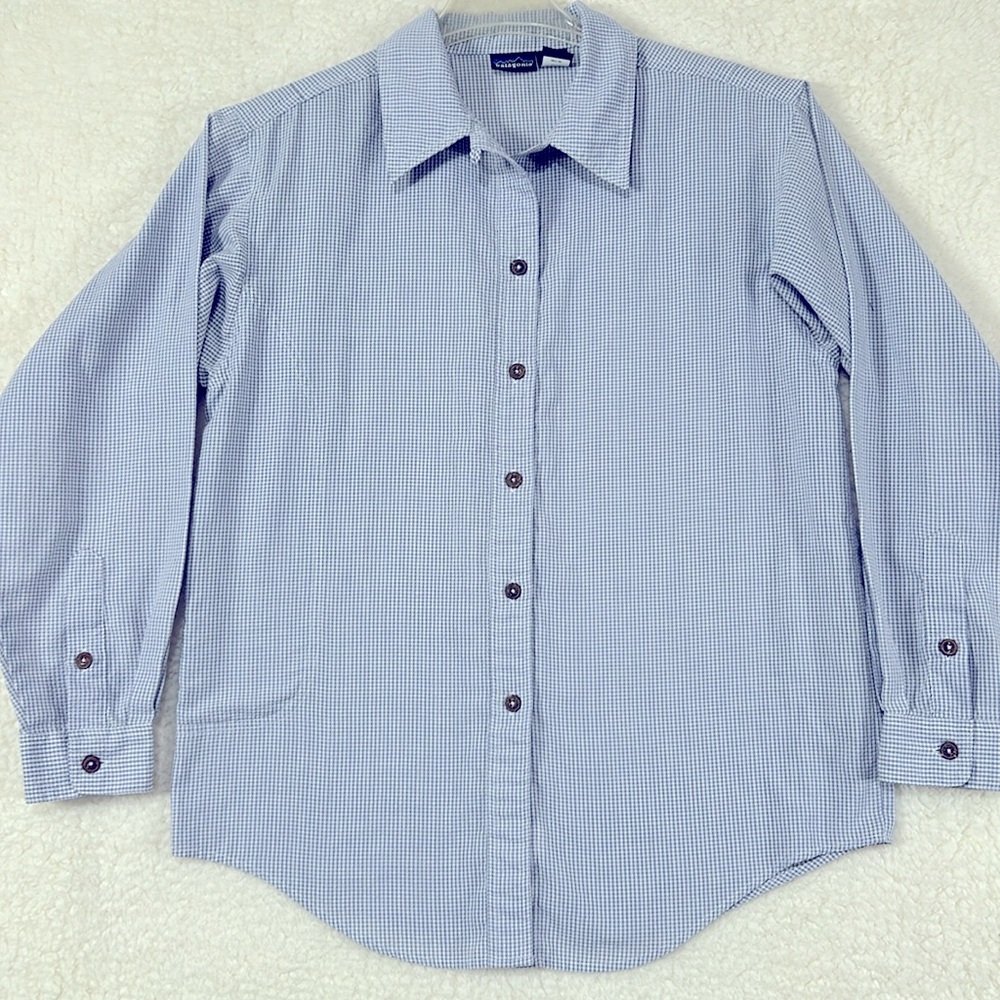 Patagonia checkered seersucker, button-down shirt size small